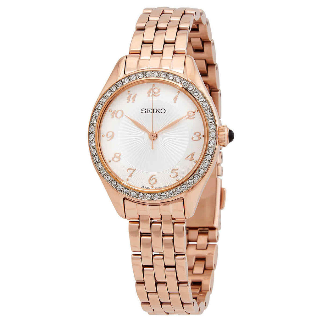 Seiko with Swarovski Crystals Quartz White Dial Ladies Watch