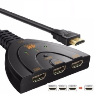 3-Port HDMI Switch Ultra HD 4K 1080p Switcher Splitter Cable for TV PC Consoles