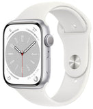 Apple Watch Series 8 (GPS+CELLULAR) 41mm Silver Aluminum Case with White Sport Band - Size:M/L -  (MP4F3LL/A)