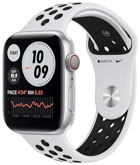 Apple Watch Nike SE 44mm (GPS+CELLULAR) Silver Aluminum Case with Platinum  Sport Band (MKRW3LL/A)