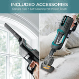 Shark HH202 Ultralight Corded Handheld Vacuum with Self-Cleaning Power Brush & Crevice Tool, Hypervelocity Suction & Removable Dust Cup, Perfect for Pets, Teal, 0.35 Qt